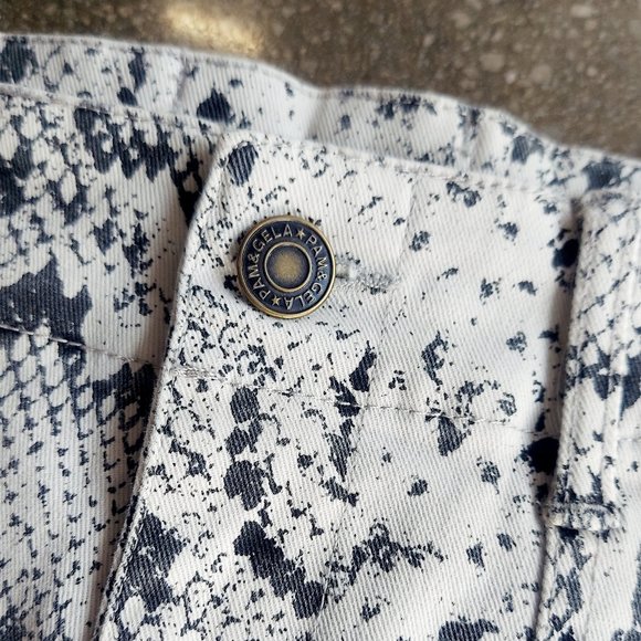 Pam & Gela Python Print Lace Up Cord Trim High Waisted Shorts - Picture 4 of 11